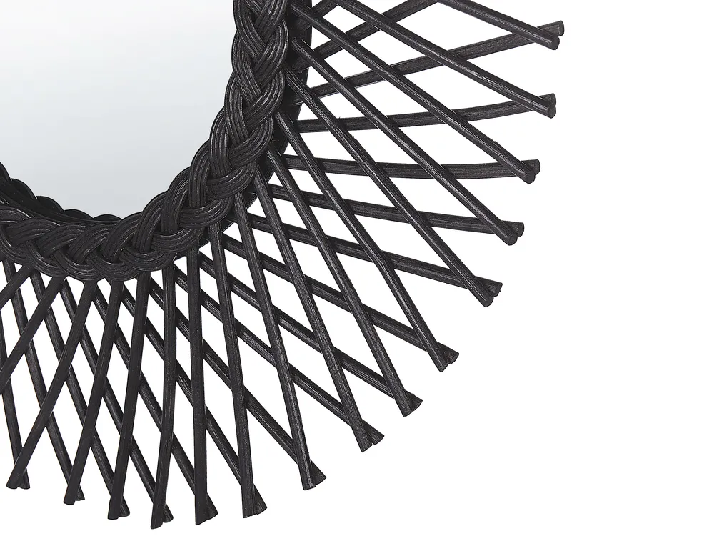 Wandspiegel TAGOLU 60 cm 60 cm Rattan Schwarz_822187