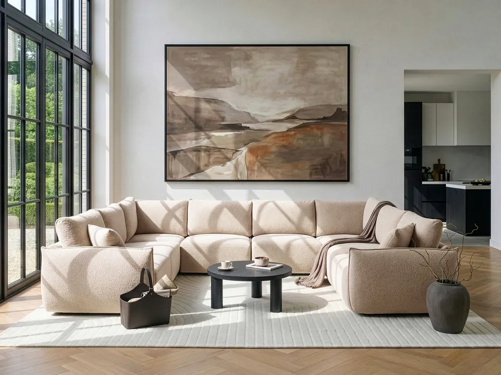 U-förmiges Modulsofa 8-Sitzer MESNALI Bouclé Beige