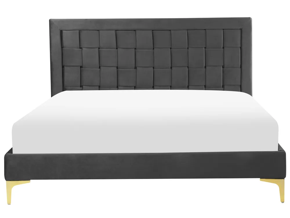 Bed Velvet LIMOUX 140 x 200 cm (EU Double) Black_867214