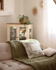 Dekokissen 2er Set ZALEYA 45 x 45 cm Baumwolle Weiß Blumenmuster_973288