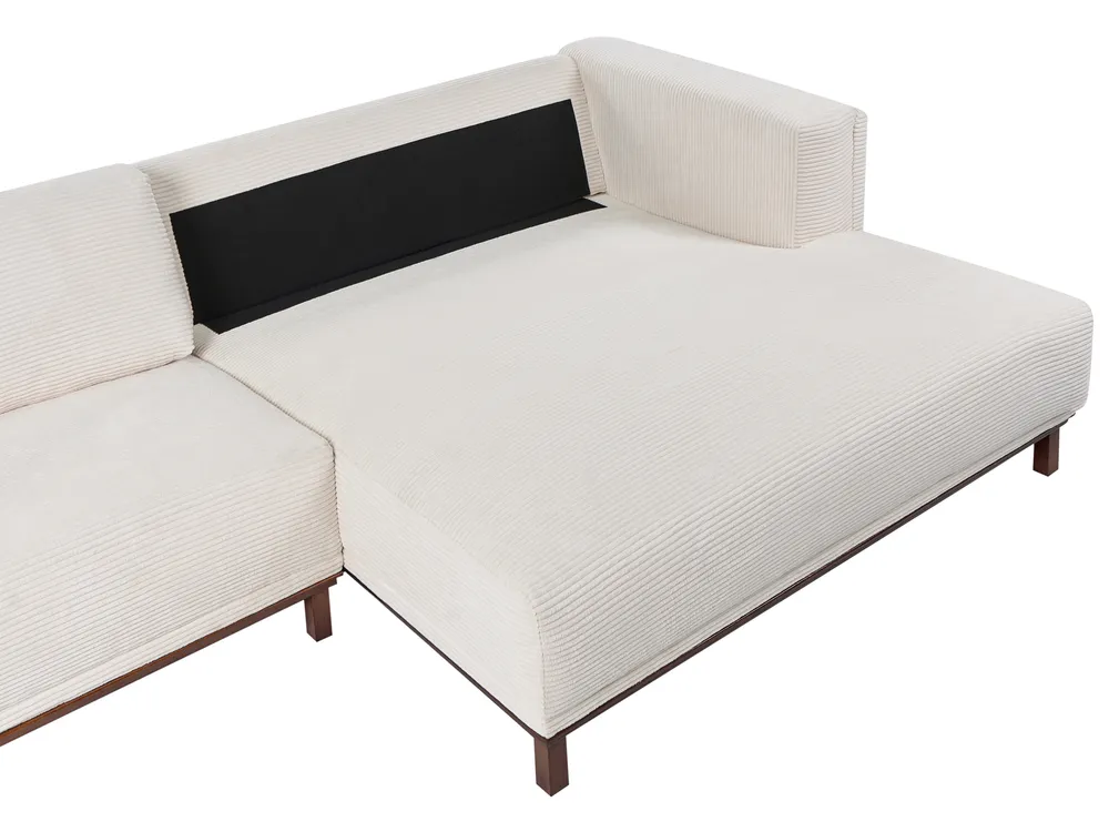 Corner Sofa 4 Seater VENG Corduroy Light Beige Left Hand_1006998