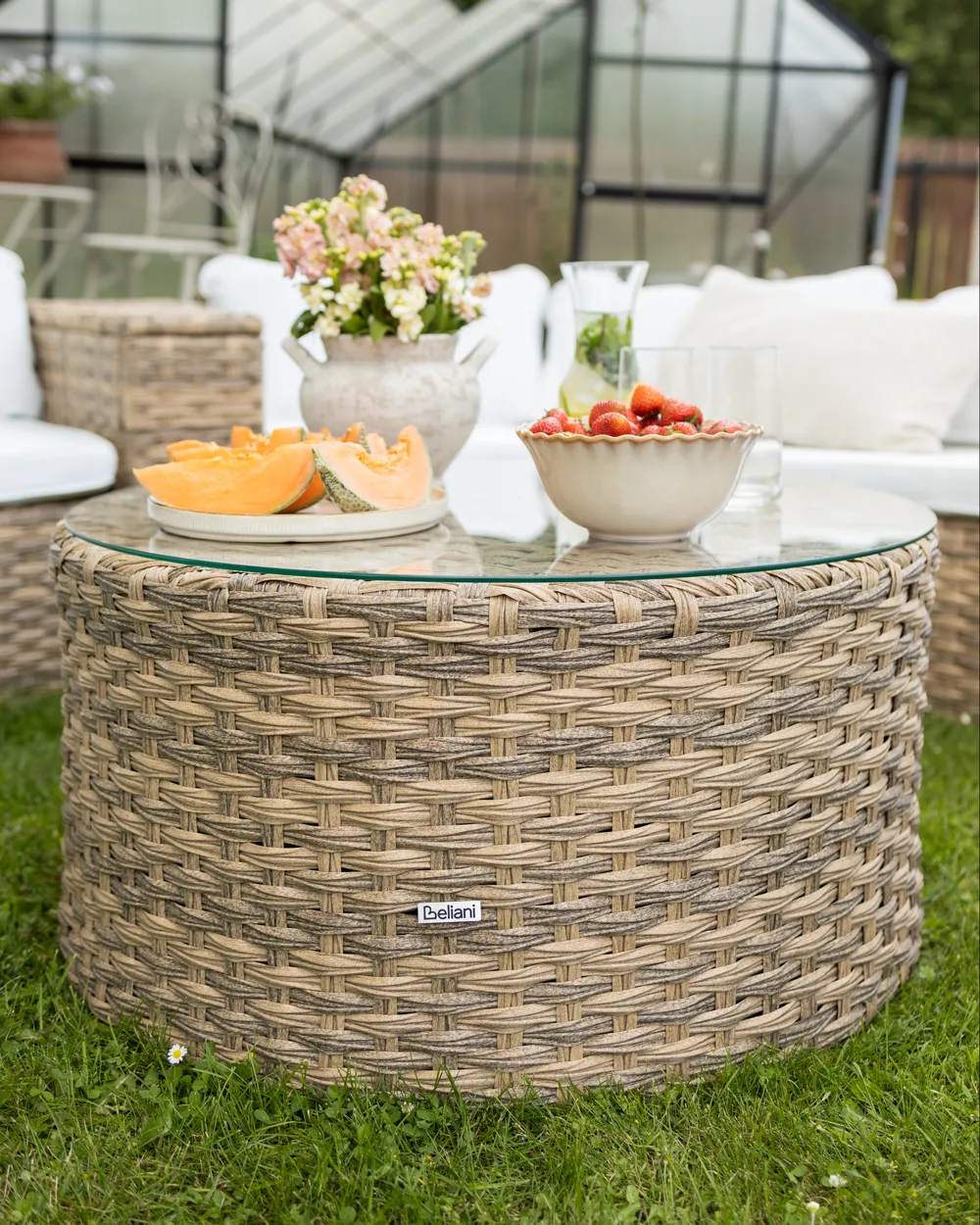 Lounge Set mit Tisch 9-Sitzer SEVERO Polyrattan Goldbraun_1020363
