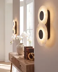 Set of 2 Wall Lamps YTHAN LED Marble White_1103764