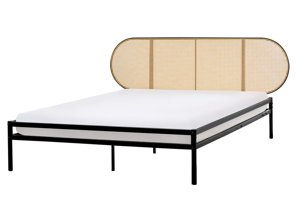 Bed PE rotan BOULIN 160 x 200 cm Zwart