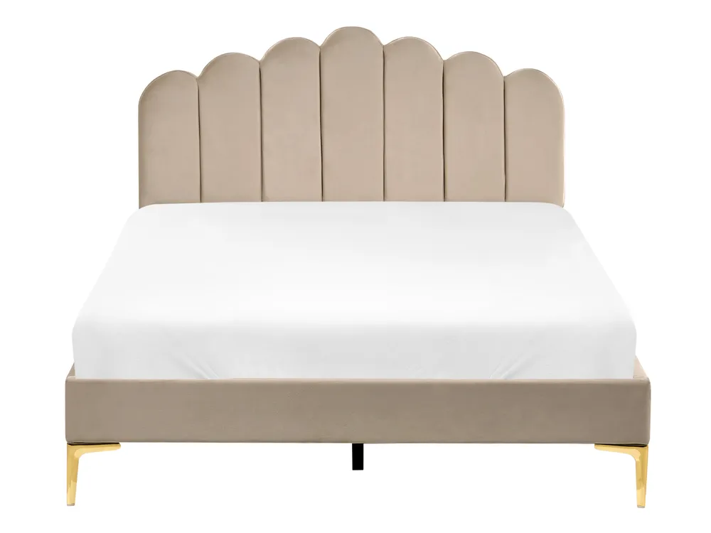 Bett mit Lattenrost Samtstoff SAUVIAN 140 x 200 cm Taupe_1014541