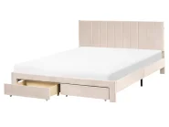 Bett mit Schubladen LONZAC Samtstoff Beige 160 x 200 cm_1014702