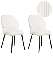 Set of 2 Dining Chairs ELOY Corduroy Off-White_1006517