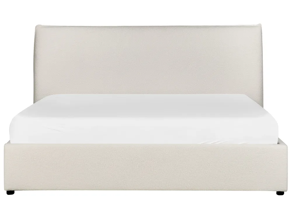 Bett mit Stauraum LAVAUR Bouclé Cremeweiß 160 x 200 cm_913348