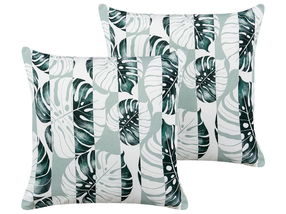 Komplet 2 zunanjih blazin TERMINI vzorec rastline 45 x 45 cm Zelena