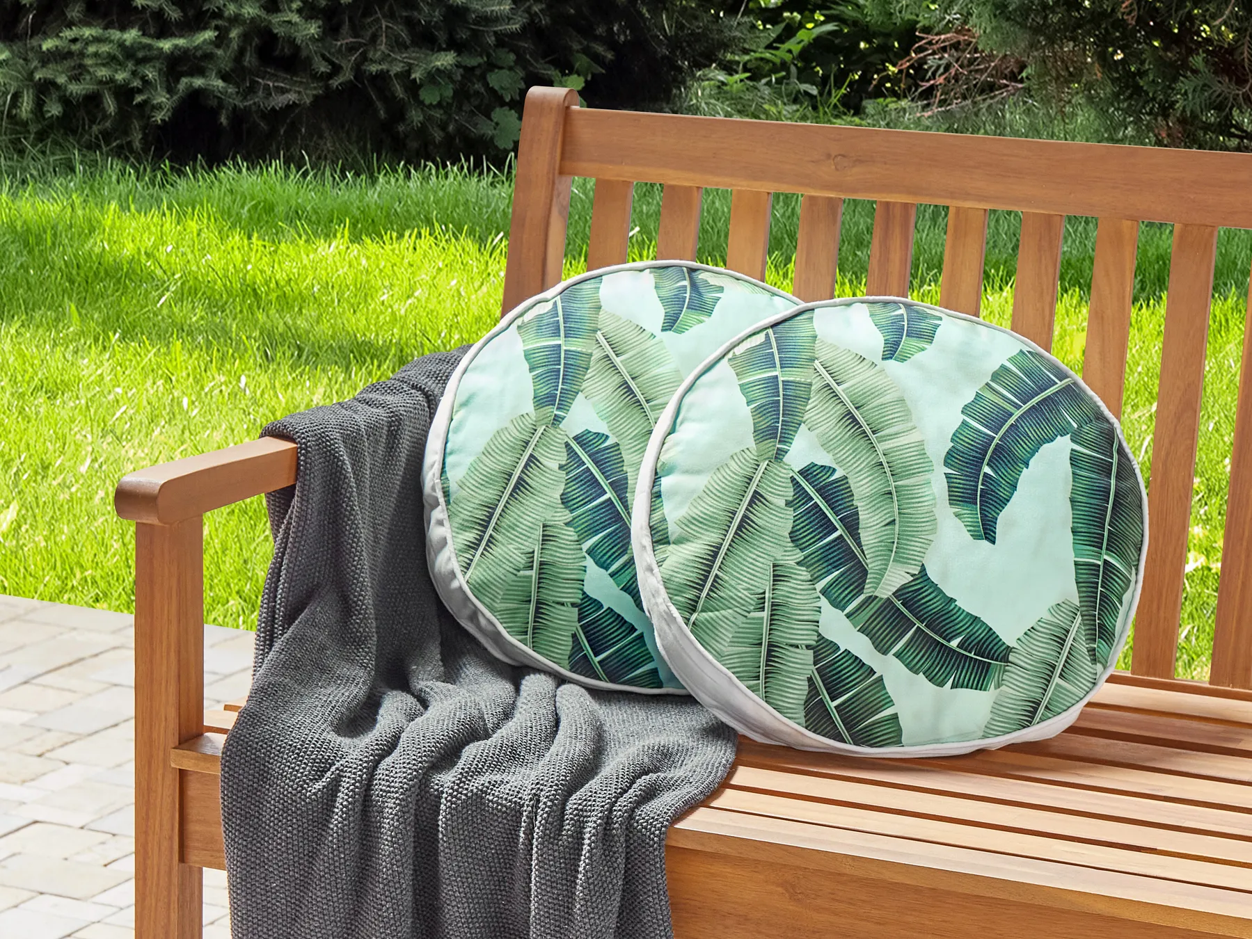 Gartenkissen 2er Set BOISSANO Pflanzenmuster 40 x 40 cm Grün_882837