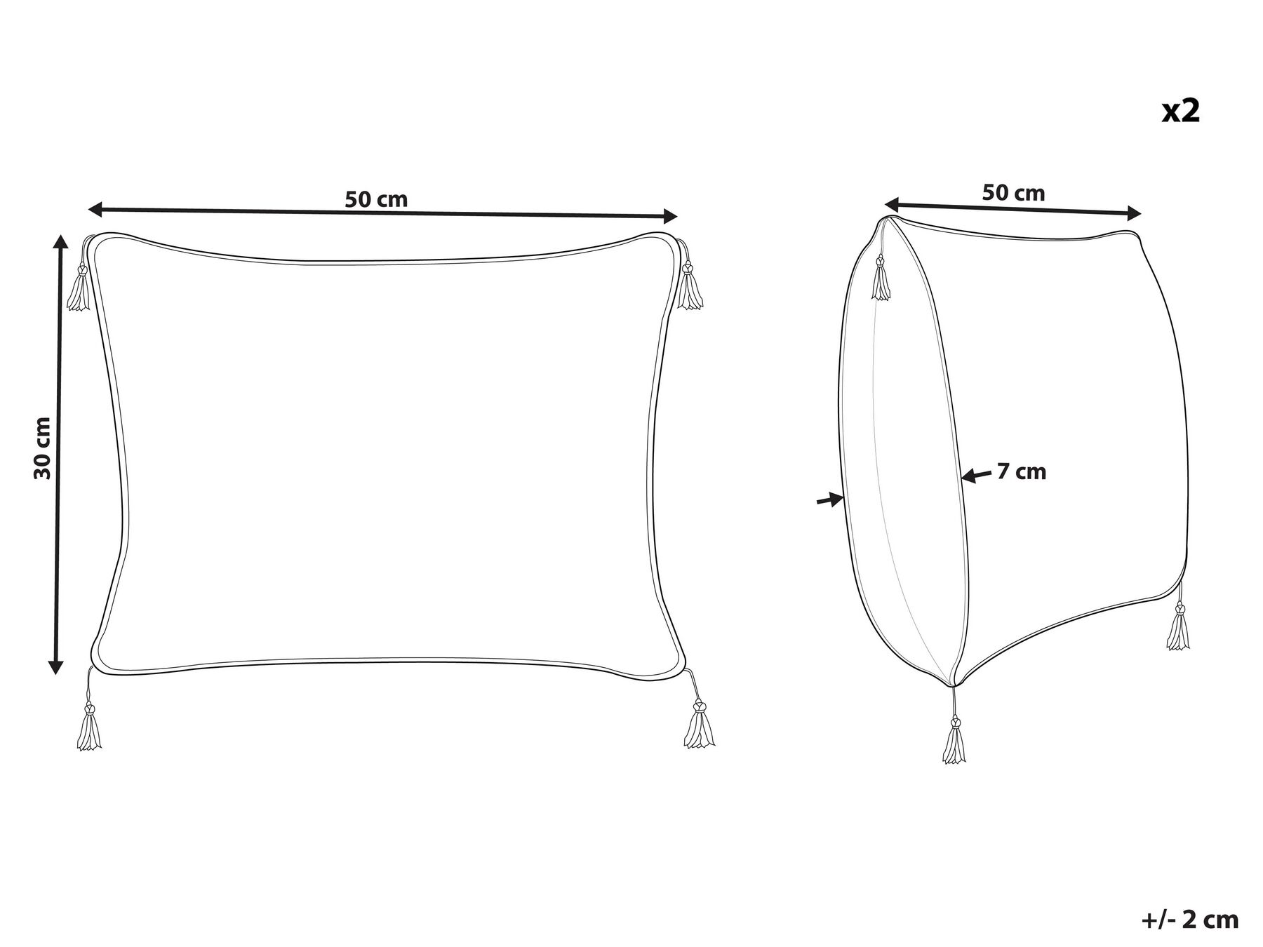 Dekokissen 2er Set SCHEFFLERA 30 x 50 cm Samtstoff Weiß Geometrisches Muster_815485