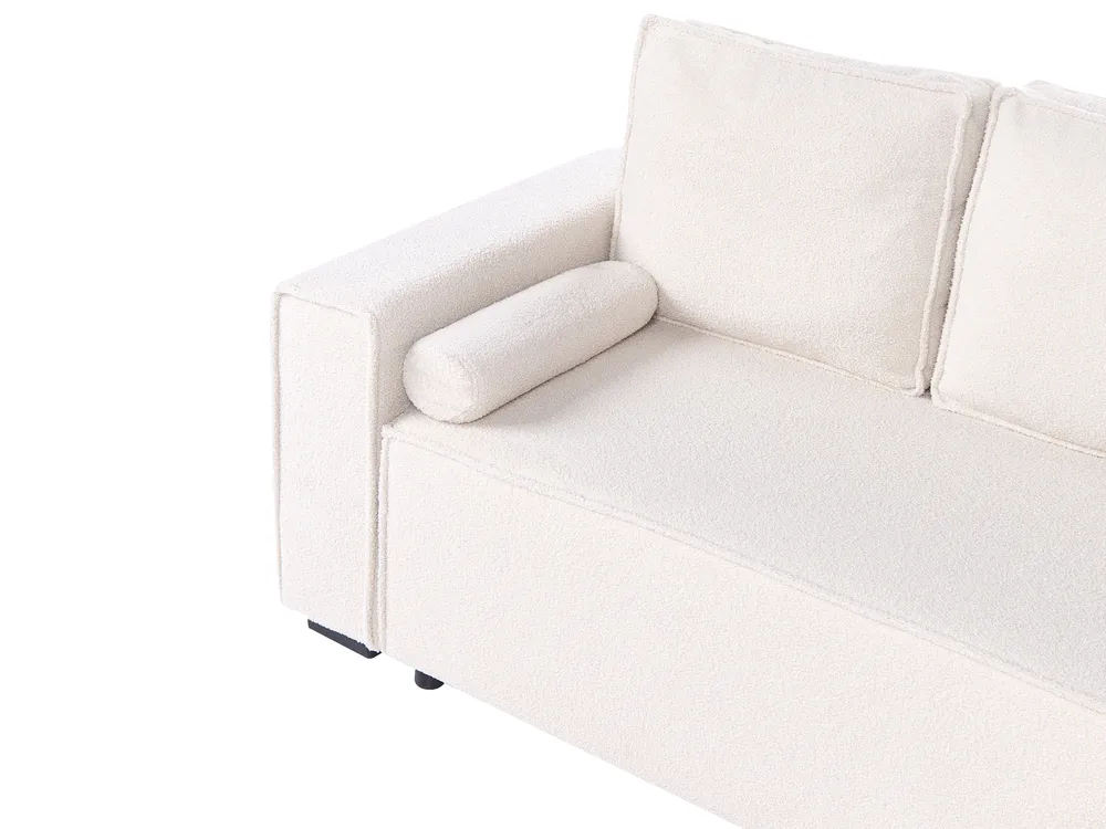 Eckschlafsofa 3-Sitzer EDANE mit Stauraum Bouclé Cremeweiß linksseitig_1057059