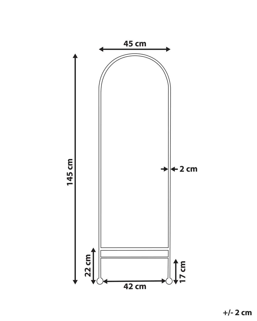 Wandspiegel JARNAGES 45 cm 145 cm Metall Weiß_900655