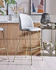 Set of 2 Bar Chairs ARCOLA Velvet Light Grey_1171316