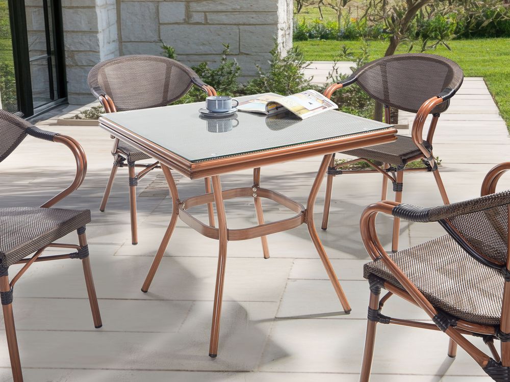 Garden Dining Table CASPRI II 80 cm 80 cm Glass Grey