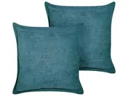 Dekokissen 2er Set ZINNIA 43 x 43 cm Cord Blaugrün Ohne Muster_855269