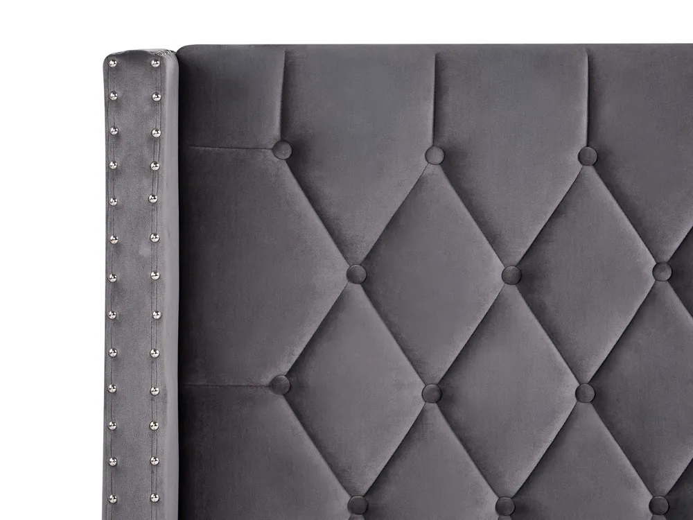 Ottoman Bed LUBBON Velvet Grey 160 x 200 cm (EU King Size)_766877