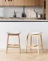 Set mit 2 Barhockern DIXON Holz Hellbraun / Grau
