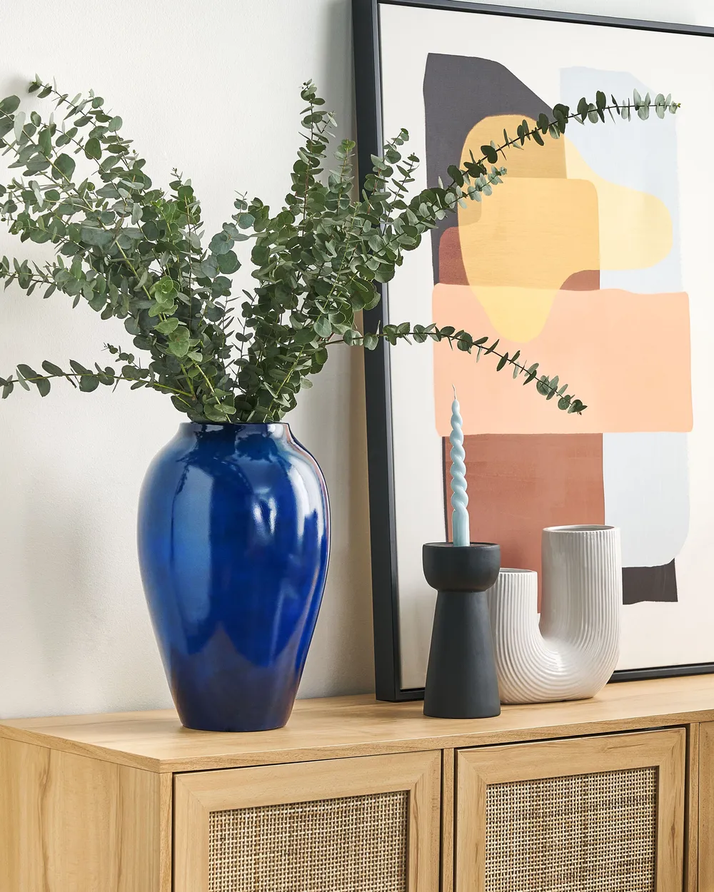 Flower Vase OCANA 37 cm Ceramic Dark Blue