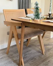 Esszimmerstuhl 2er Set AVA Holz Hellbraun / Taupe_1047346