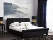 Bett mit Lattenrost Samtstoff AVALLON 140 x 200 cm Schwarz_845101
