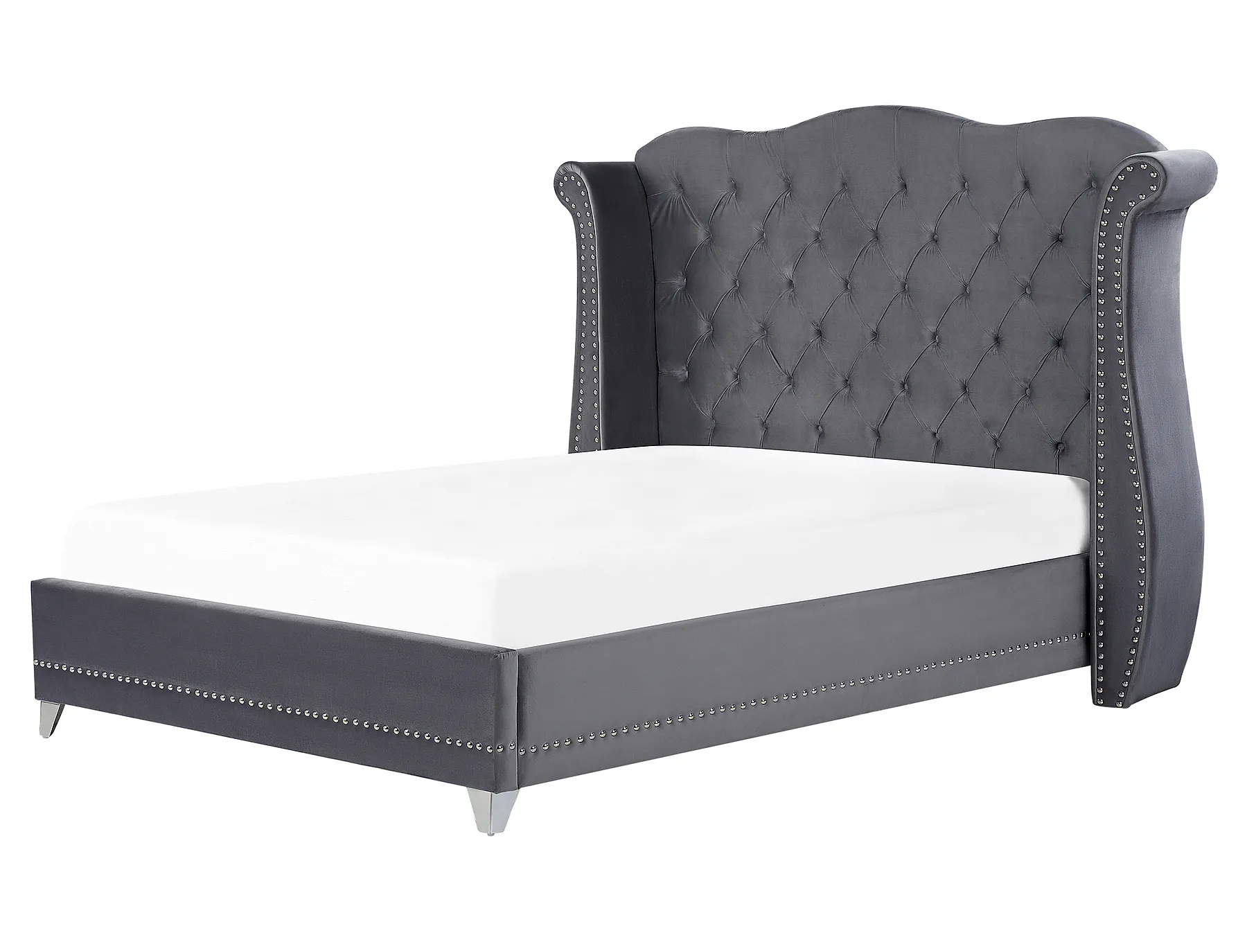 Bed Velvet AYETTE 160 x 200 cm (EU King Size) Grey_762718
