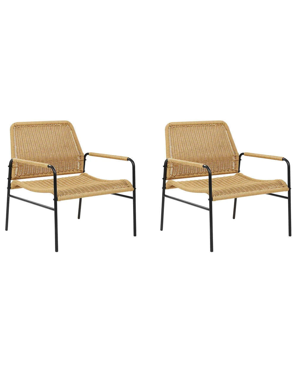 Gartenstuhl 2er Set PRASIMO Polyrattan Naturfarben