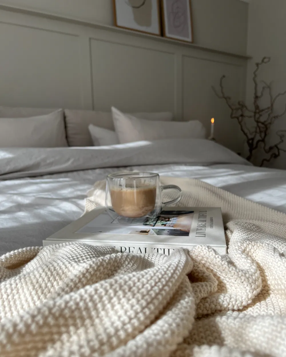 Kuscheldecke ASAKA Baumwolle 130 x 180 cm Beige_845724