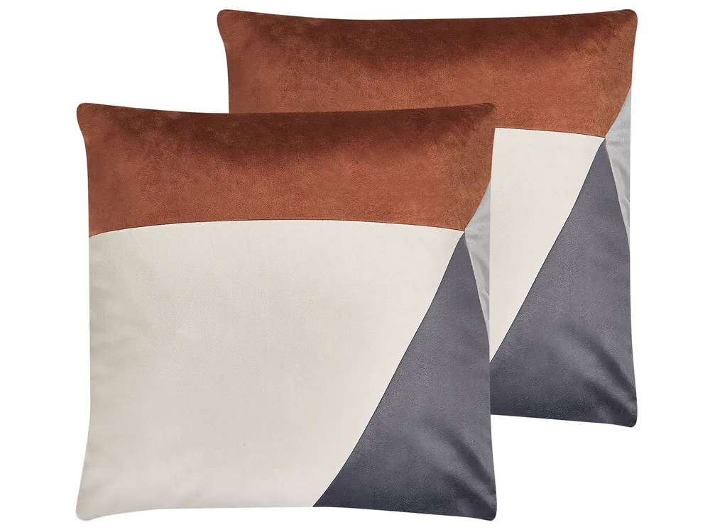 Dekokissen 2er Set CAMPSIS 45 x 45 cm Samtstoff Bunt Geometrisches Muster