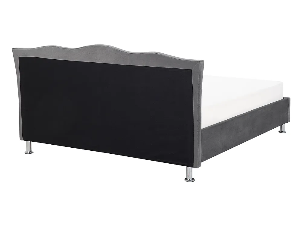 Lit ottoman METZ Velours Gris foncé 140 x 200 cm_736643
