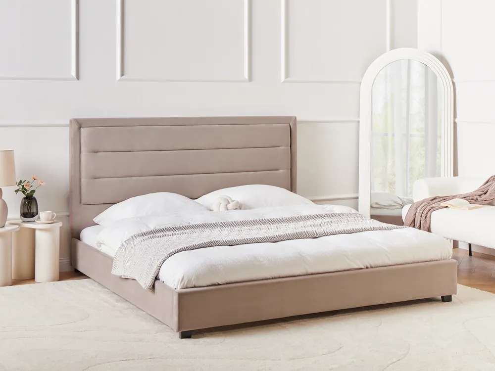 Wasserbett Samtstoff ROUEN 180 x 200 cm Taupe