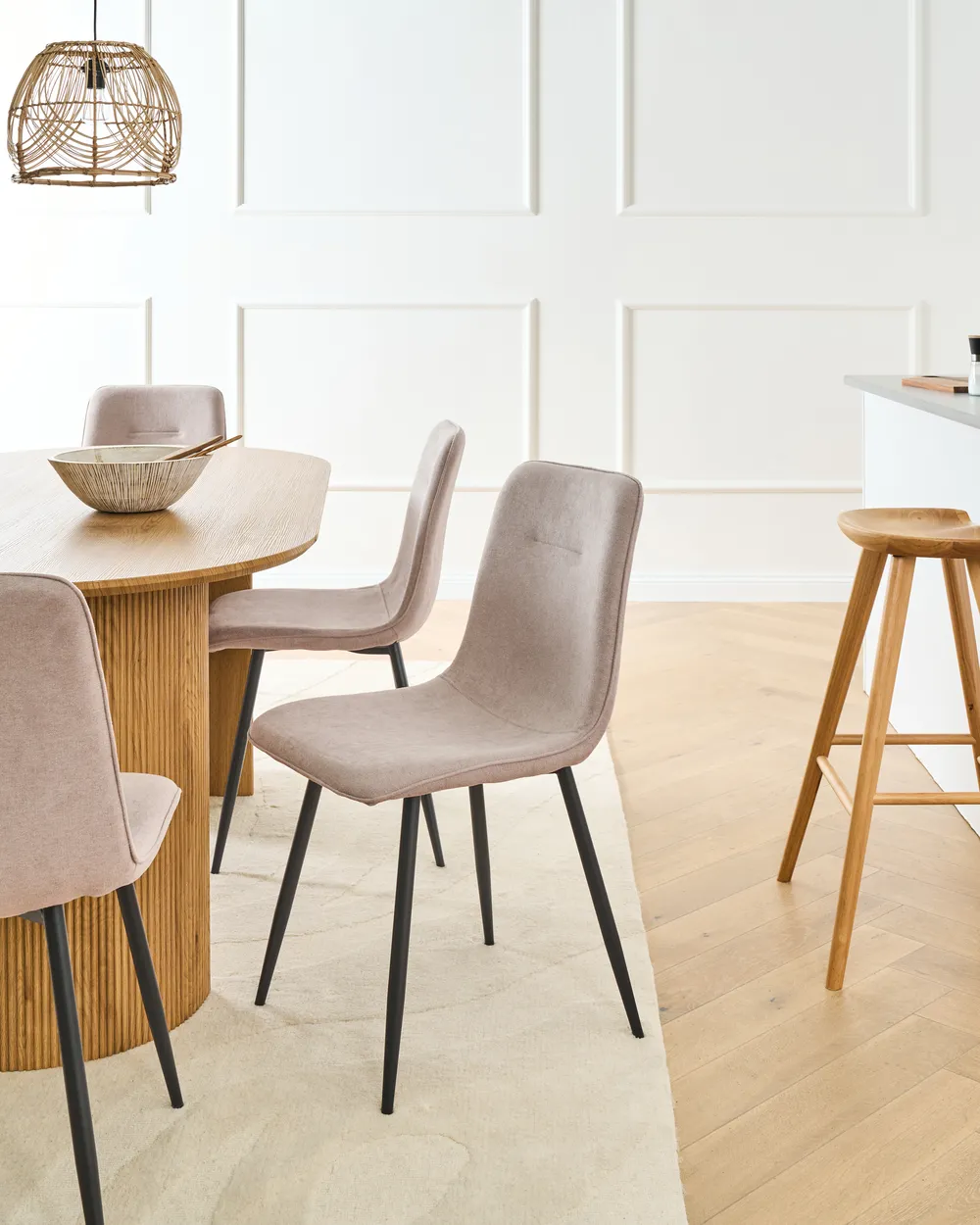 Esszimmerstuhl 4er Set TUSCOLA Stoff Beige