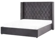 Ottoman Bed LUBBON Velvet Grey 160 x 200 cm (EU King Size)_766870