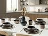 Set of 16 Dinnerware NUTMEG Stoneware Black/ Beige