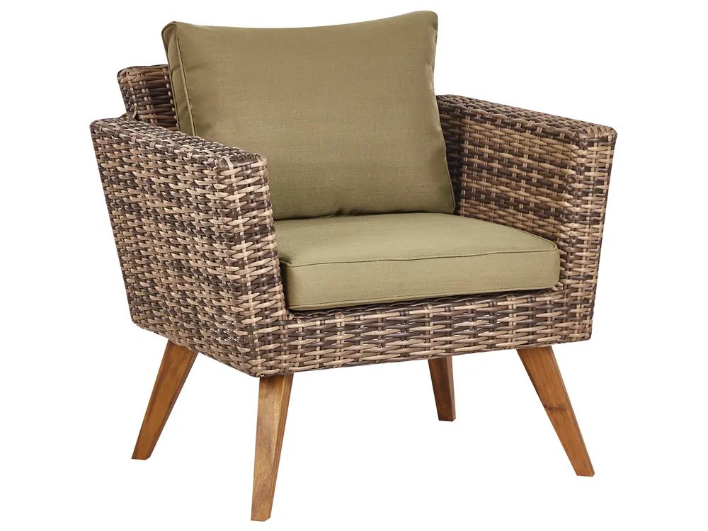 Lounge Set mit Tisch 5-Sitzer VITTORIA XL Polyrattan Olivgrün_928567