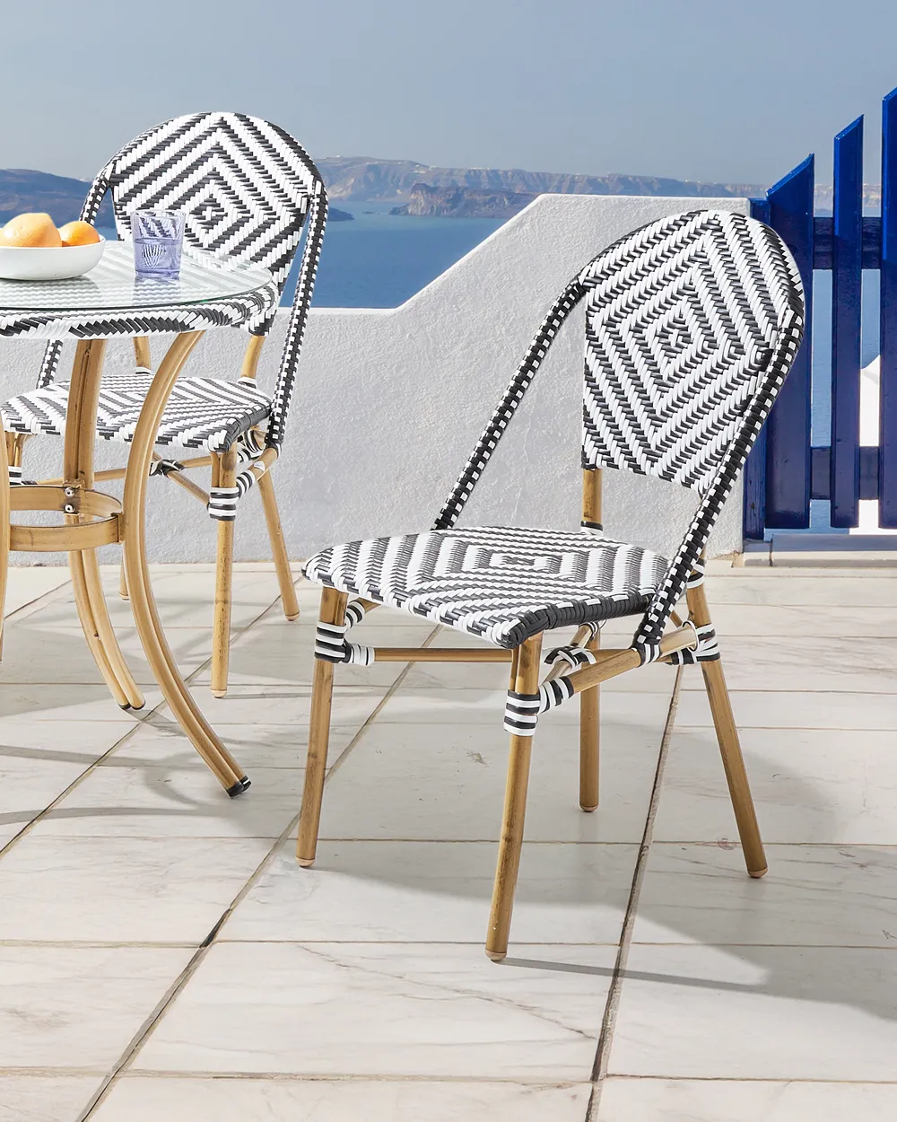 Gartenstuhl 4er Set RIFREDDO Polyrattan Schwarz / Weiß_990484