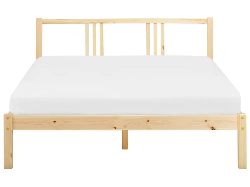Bed Pine Wood VANNES 140 x 200 cm (EU Double) Light Brown_918195