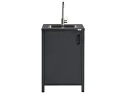 Outdoor Kitchen Cabinet with Sink ROCHA Graphite Grey Metal_1079748