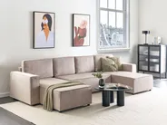 U-förmiges Schlafsofa 4-Sitzer VATNE mit Stauraum Stoff Taupe_950510
