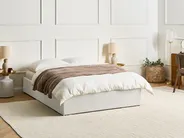 Ottoman Bed without Headboard DINAN Fabric Light Beige 140 x 200 cm (EU Double)_1029125