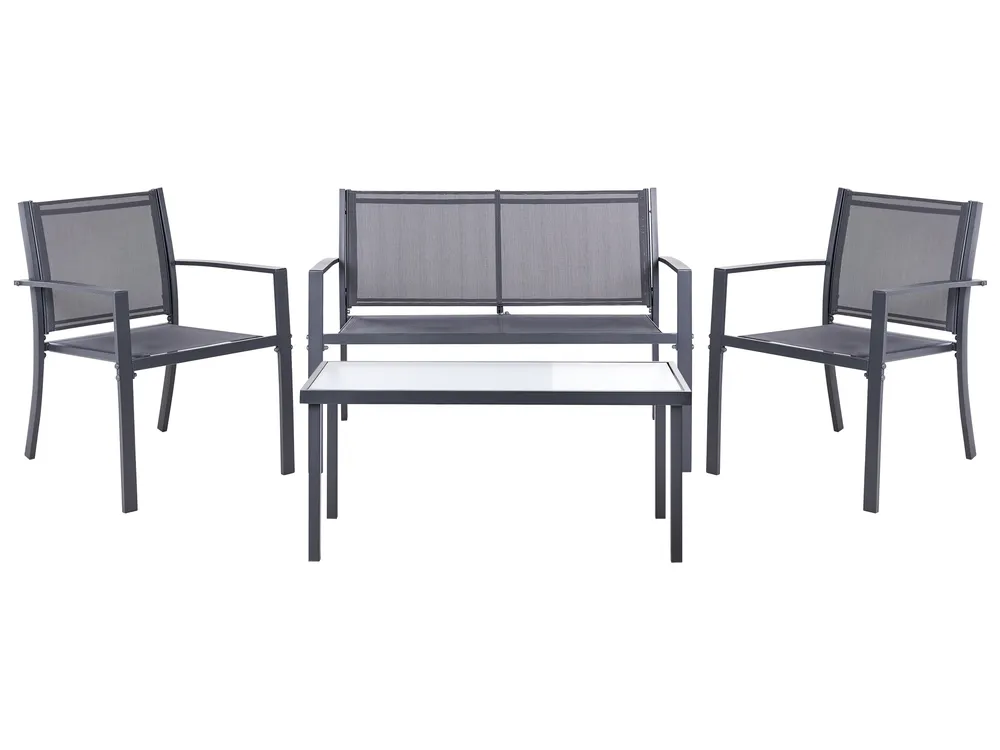 Lounge Set mit Tisch 4-Sitzer TAVOLETO Metall Dunkelgrau