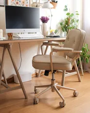 Schreibtischstuhl PARAMUS Kunstleder Beige_1036769