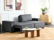 Eckschlafsofa 3-Sitzer KARILA mit Stauraum Stoff Dunkelgrau linksseitig_886046