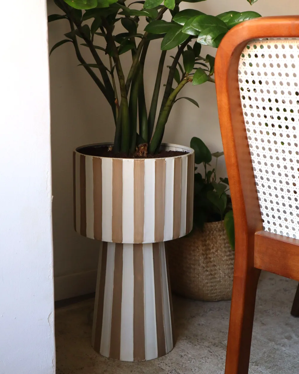 Blumenkübel BANE 30 cm Metall Weiß / Beige_1153639