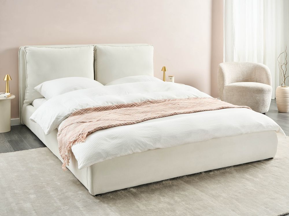 Waterbed Velvet BAJONNA 160 x 200 cm (EU King Size) Off-White