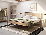 Bed PE rotan AVANTON 140 x 200 cm Zwart_1179040