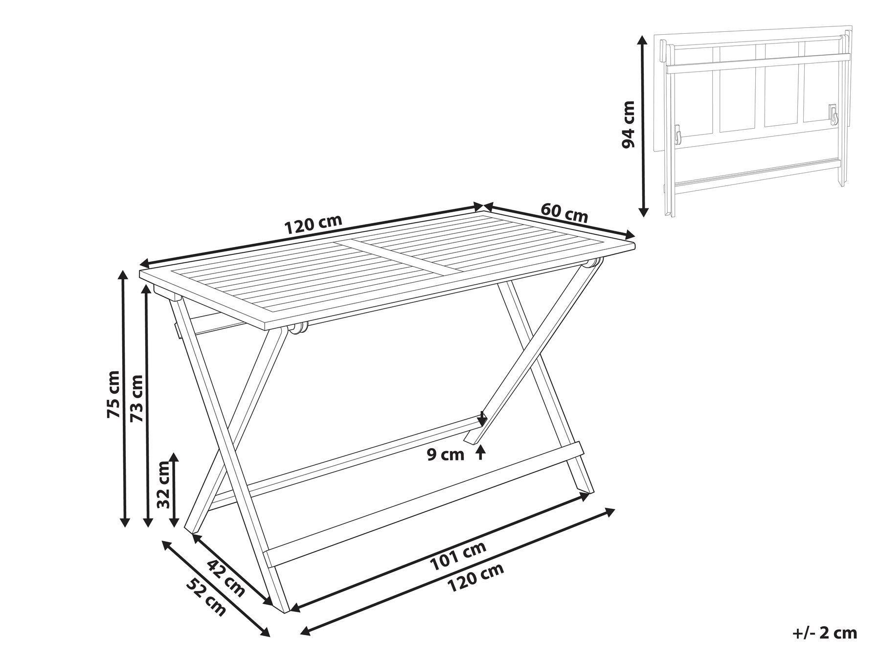 Gartentisch PROSSEDI 120 cm 60 cm Akazienholz Braun_956647