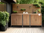 Outdoor-Küche 3er Set mit Spüle IVREA Braun / Schwarz zertifiziertes Akazienholz_988402