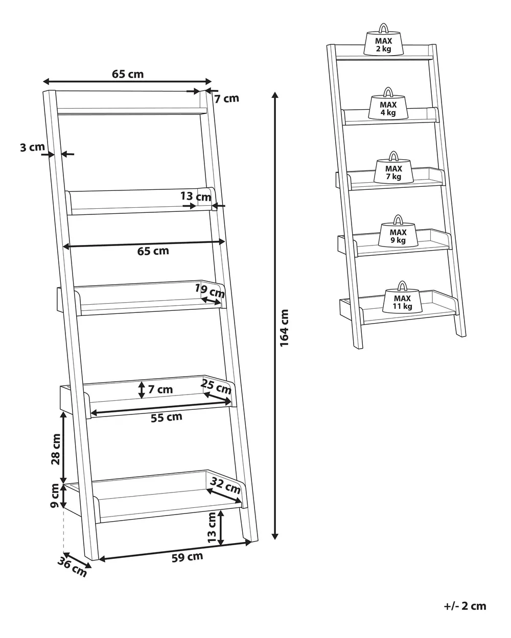 Regal mit 5 Ebenen MOBILE TRIO 164 cm Braun / Weiß_764508