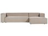 Ecksofa 3-Sitzer VERNON Samtstoff Beige linksseitig